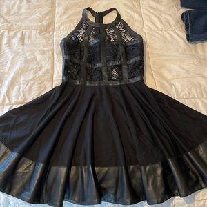 Bebe dress black lace and leather